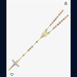 17” 3mm Rosario- Real 14k Tri-color Gold
