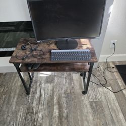 Work from home set up!
Tribesigns Adjustable  Laptop Table on Wheels and Sceptre 27" Curved monitor