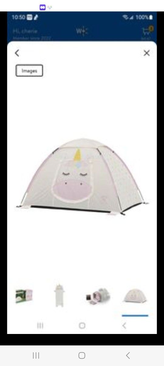 Sparkle the Unicorn Kid's Camping Combo (One-room Tent, Sleeping Bag, Lantern New In Box