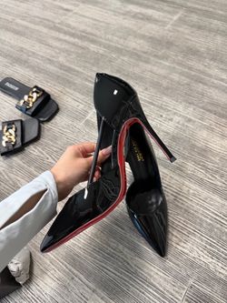 Black Patent Leather Stiletto Pumps Red Sole size 49