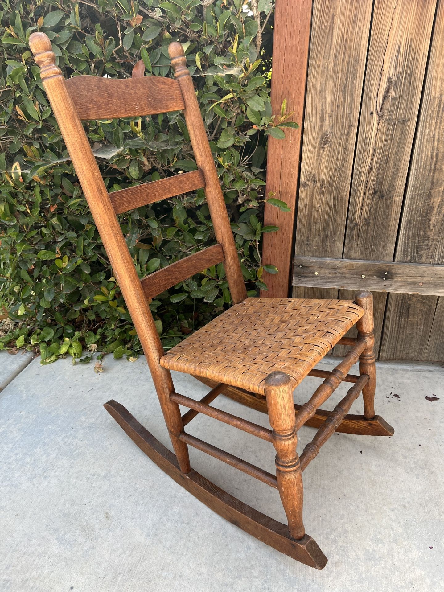 Antique Oak And Cane Rocker