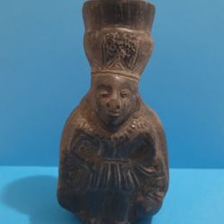 Vintage Antique Sculpture Handmade Black Terracotta, Mochica, Peru, 7".