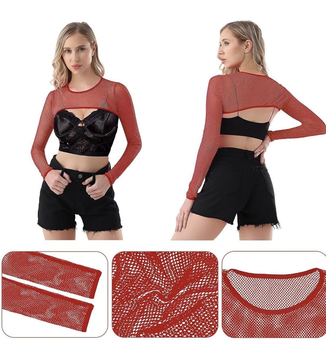 Fishnet Sleeve Top Plus Size XXL