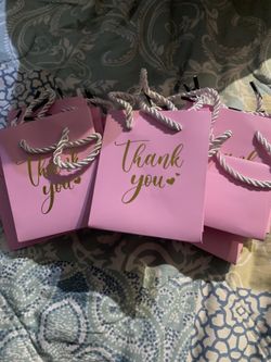14ct Mini Thank You Gift Bags With Handle Light Purple