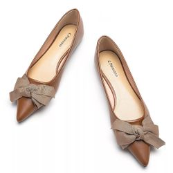 C.Paravano Women's Flats I Ballet Flats for Women I Brown Leather Flats I Poi...