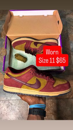 Size 11 “Dark Team Red Olive Flak” Nike SB Dunk Low