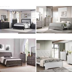 4- Pc Bedroom set Dresser,Mirror  Nightstand (1) Queen size bed frame  Not including Mattress and Box Sp