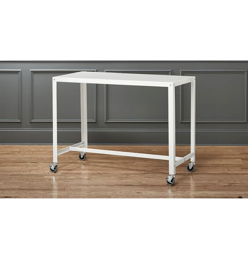CB2 Go-Cart White Metal Rolling Stand Up Desk — Excellent condition!