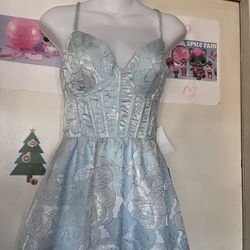 Crystal Doll Blue Silver Formal Dress