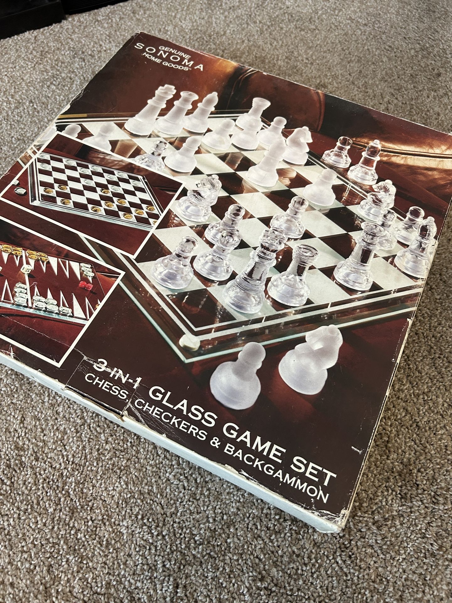 Glass Chess And Backgammon Set