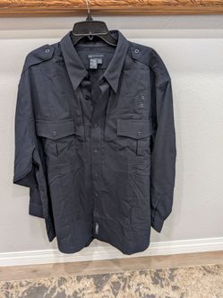 5.11 Tactical Series Men’s Shirt Size 2XL Button  Long Sleeve Multi-Pockets Uniform Blue