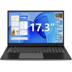 SGIN 17.3 inch Laptop, Laptops Computer with 4GB DDR4 128GB SSD, Core I3-5005U CPU(Up to 2.4GHz), FHD IPS 1920x1200 Display, 60800mWh Battery, Type-C,