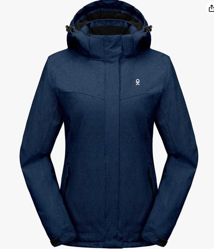 Women's Waterproof Hiking Skiing Jacket with Removable Hood(M)