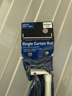 Adjustable Single Curtain Rod 28–48” with Brackets – White