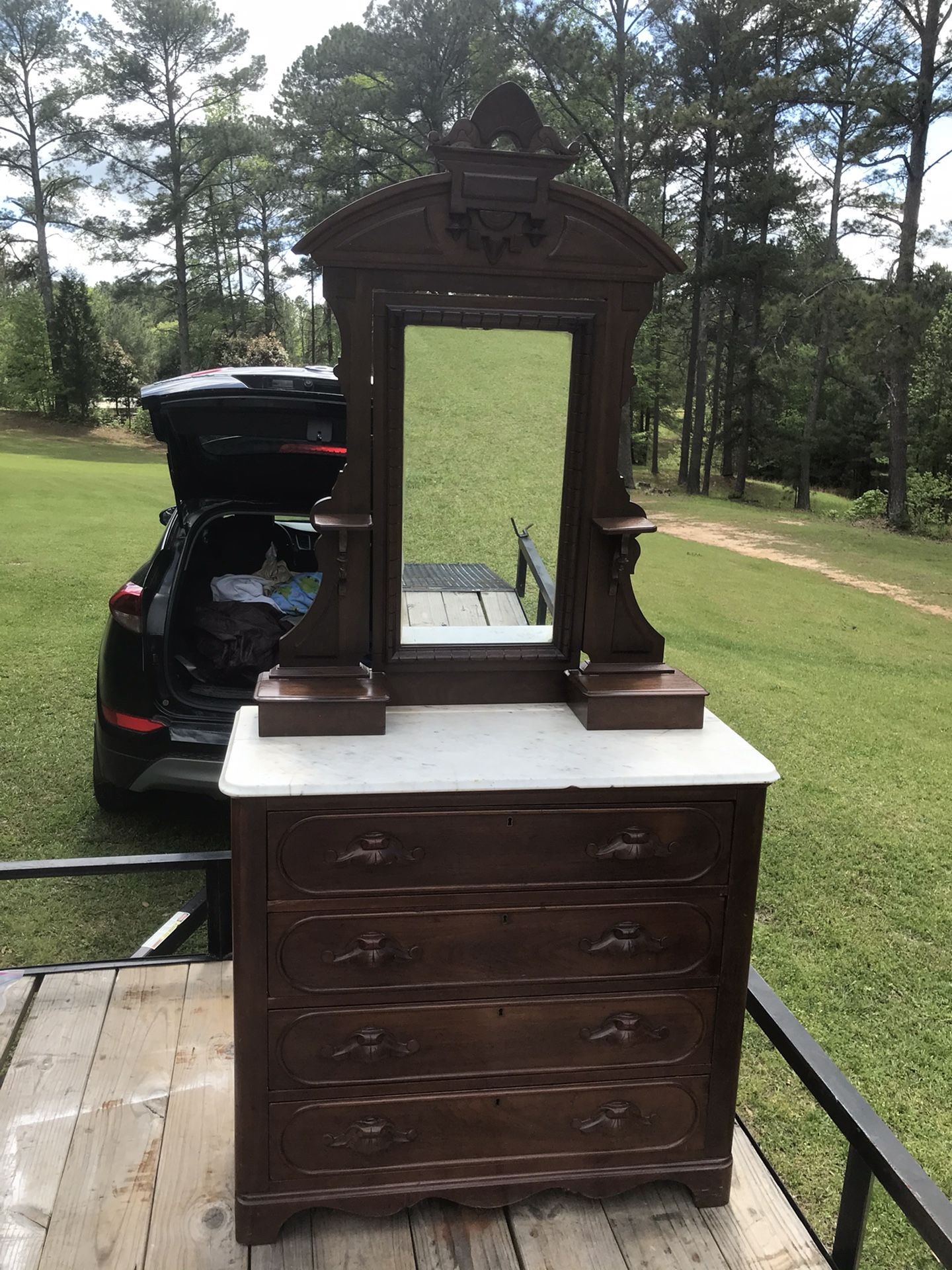 Antique Dresser w Old letter will need a piece of glass