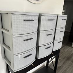 Three Plastic Storage Containers 