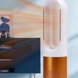 Bladeless Heater Fan Standing Cooler Heater Tower Fan for Home Office, Remote Household Leafless Tower Fans, 11 Speeds Electric Fan,8H Timer,80° Oscil