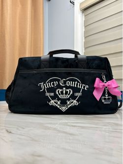 Juicy Couture Black Velour Weekender Duffel Bag