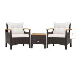 3-Piece Wicker Patio Chair and Table Set patio chairs patio furniture patio set brand new in the box ☑️🚛🆕