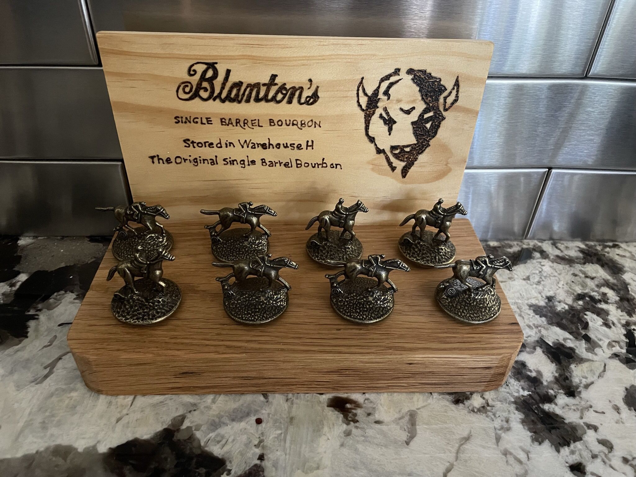 Blanton’s bourbon cork stopper display, handcrafted, New