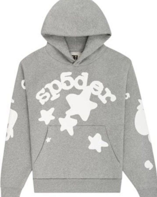 Sp5der Hoodie Sweatshirt Large Beluga Grey