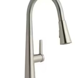 allen + roth Bryton Stainless Steel Single Handle Pull-down Kitchen Faucet with Sprayer (Deck Plate Included)
Model #21-K131HSS-AR