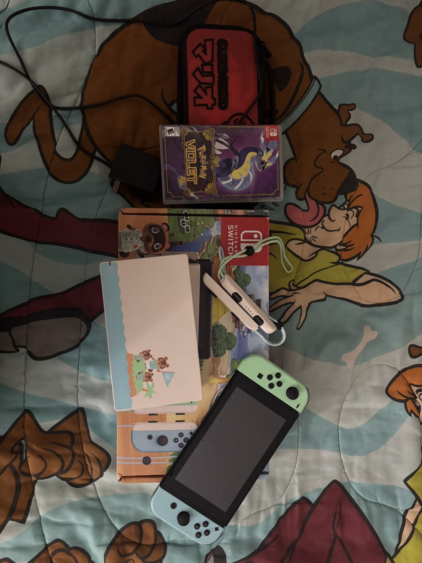 Nintendo Switch Console (Animal Crossing Special Edition) With Pokemon Violet