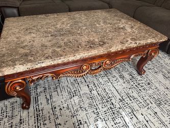Marble Top Coffee Table with wood base