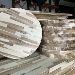 Acacia Wood Unfinished 23.5'' x 23.5'' x 1.5'' Round Butcher Block Tabletop | Countertop, Bartop