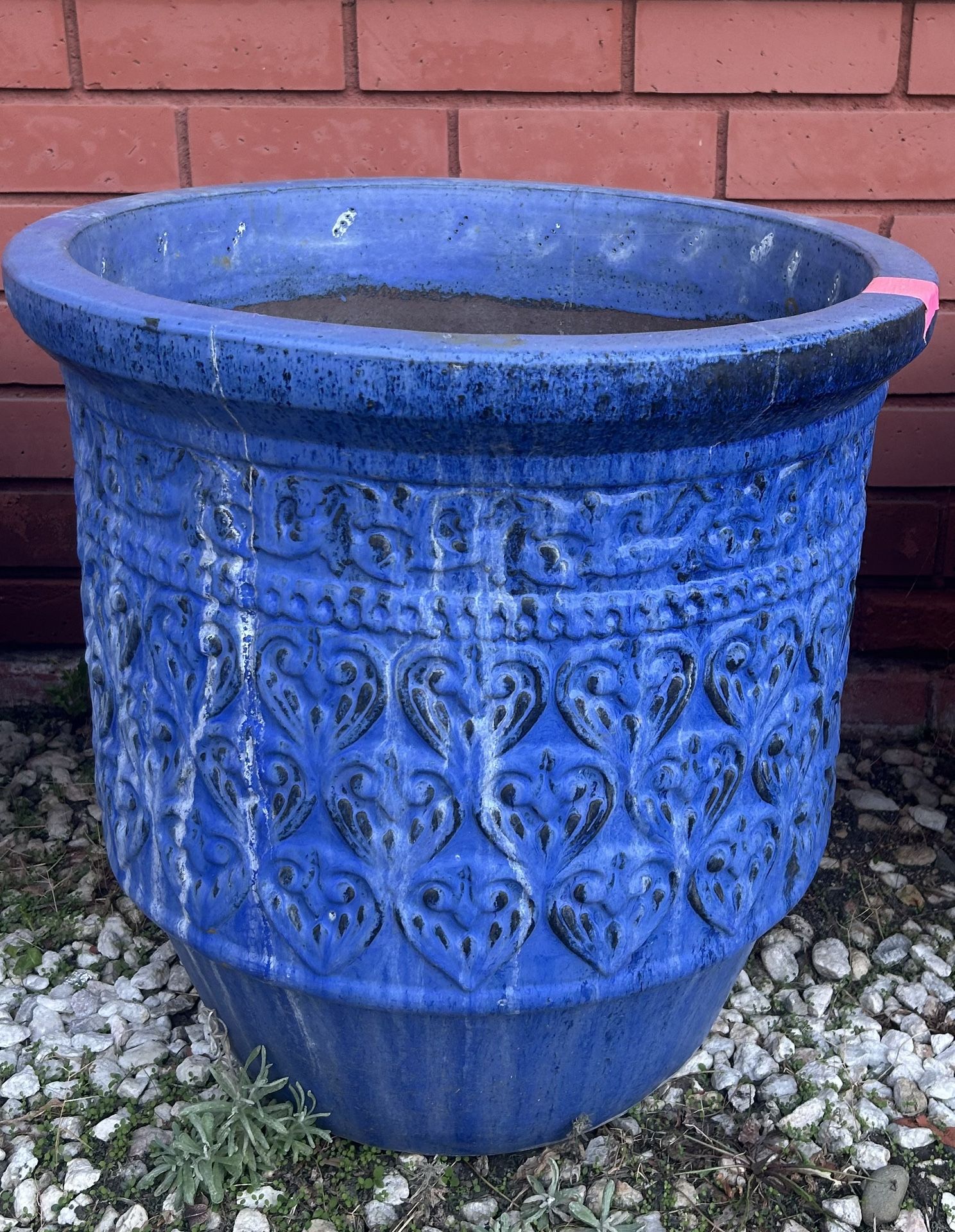 Large Blue Ceramic Outdoor Pot