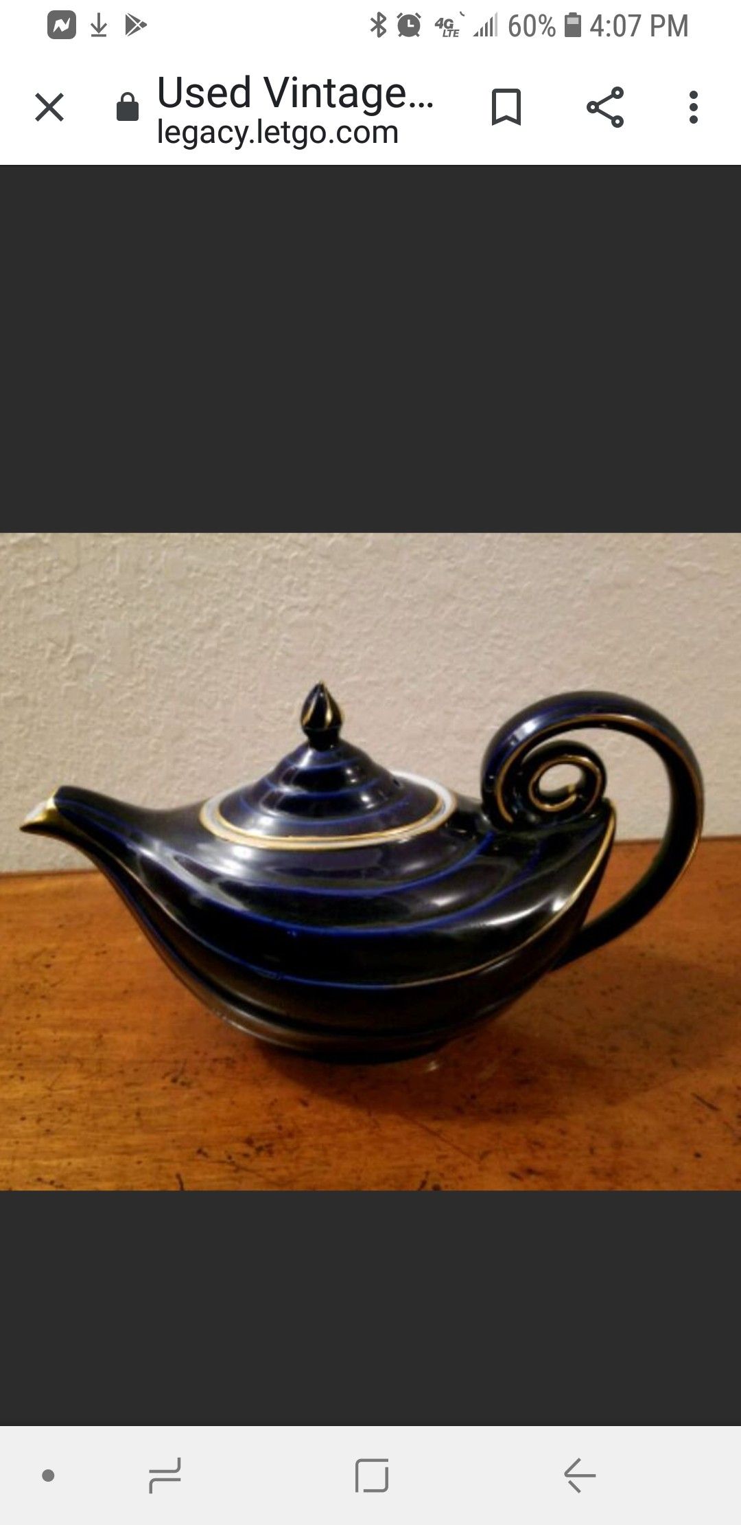 Vintage Hall China Cobalt Blue Aladdin 6 Cup Teapot