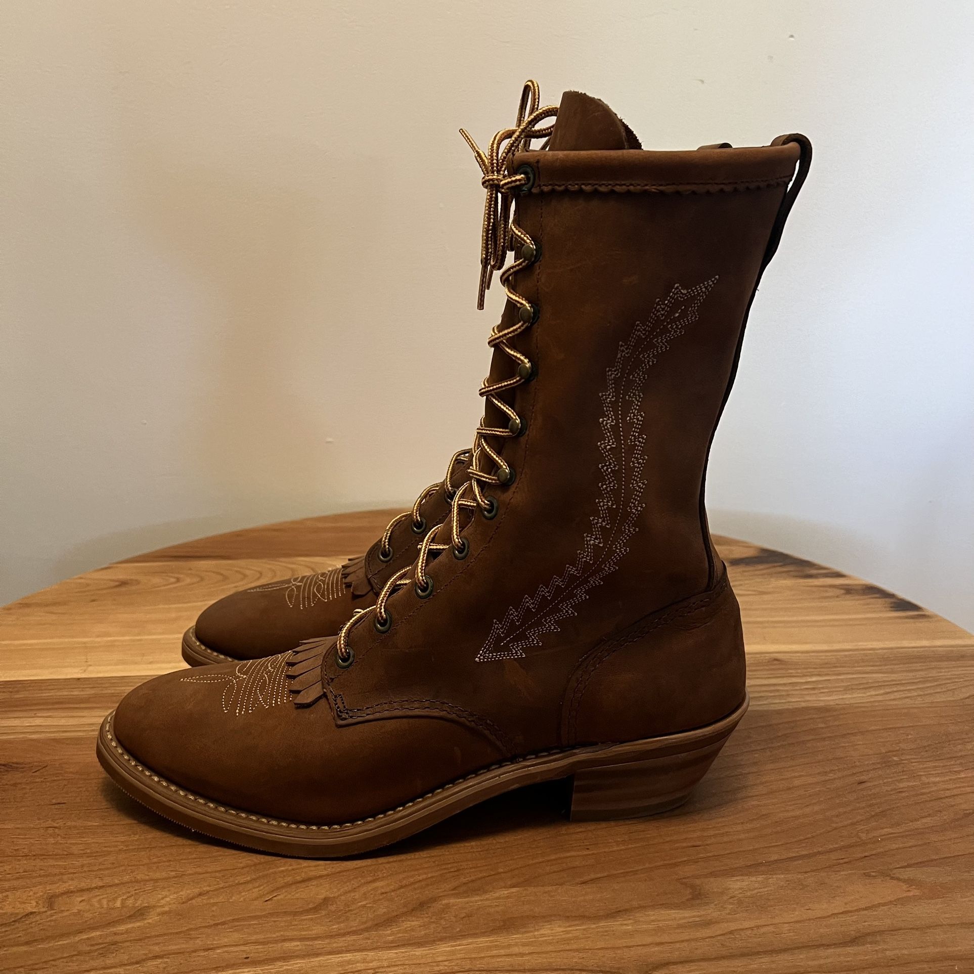 Abilene Boots Men’s Brown 12” Western Packer Boots Soft Round Toe #6046 - Size 12