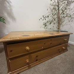 Solid Wood Coffee Table With Dual Side Storage