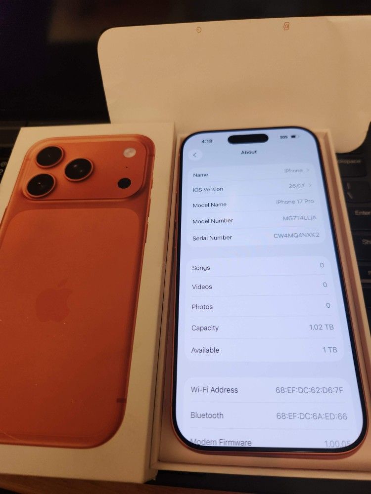 New Open Box Att/cricket Apple IPhone 17 Pro 1024gb