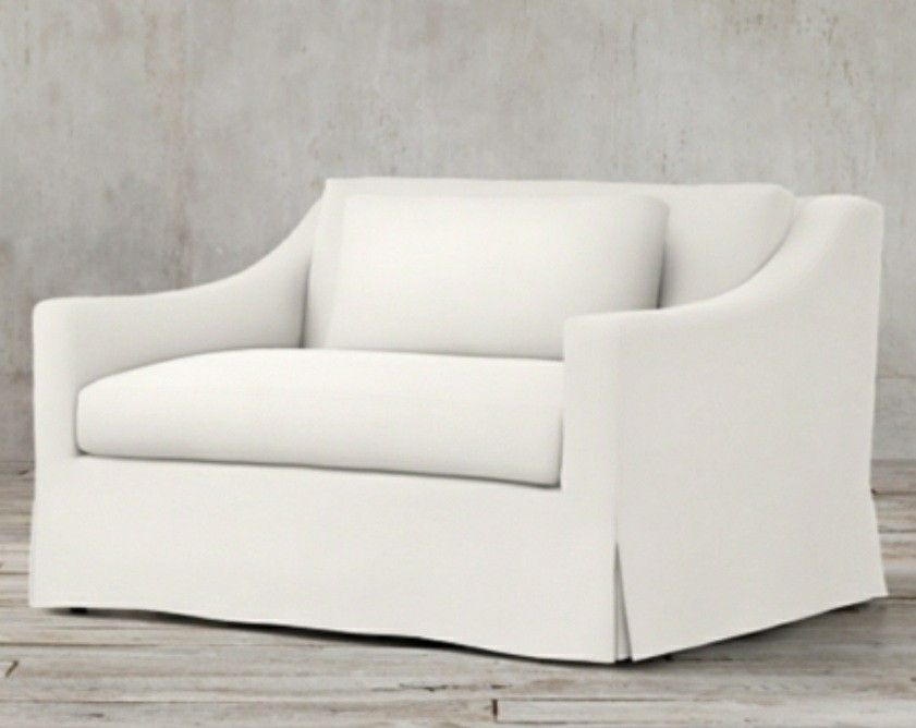 RESTORATION HARDWARE-BELGIAN CLASSIC SLOPE ARM SLIPCOVERED CHAIR-AND-A-HALF