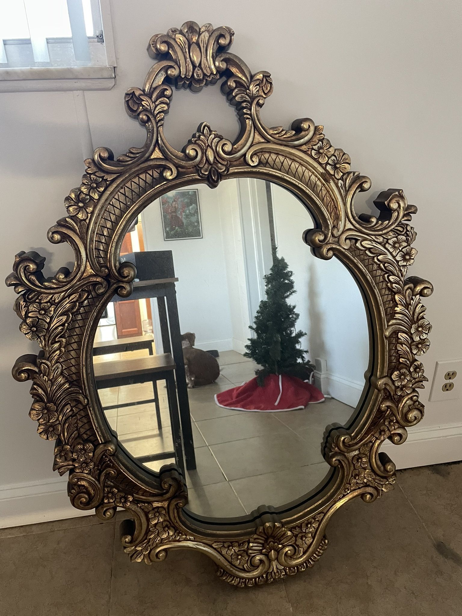 Large Mirror Gold French Gothic Baroque Vintage