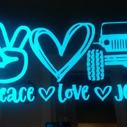 Peace Love And Jeep Etched Lighted Mirror