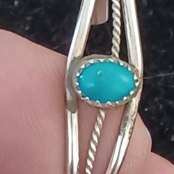 Vtg.Childs Sterling Silver Turquoise Cuff Bracelet