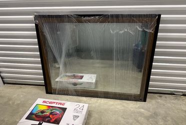 Large Framed Glass Panel with Dark Frame
