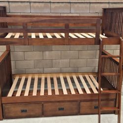 Solid Wood Bunkbed W/ 3 Drawers