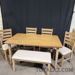 Dining Set with Bench and 4 Chairs