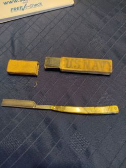 Vintage U.S. Navy Straight Razor with Honing Stone