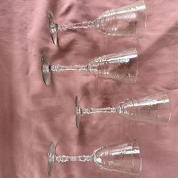 VINTAGE Set of 4 Rock Sharpe Arctic Rose Design Wine Glasses