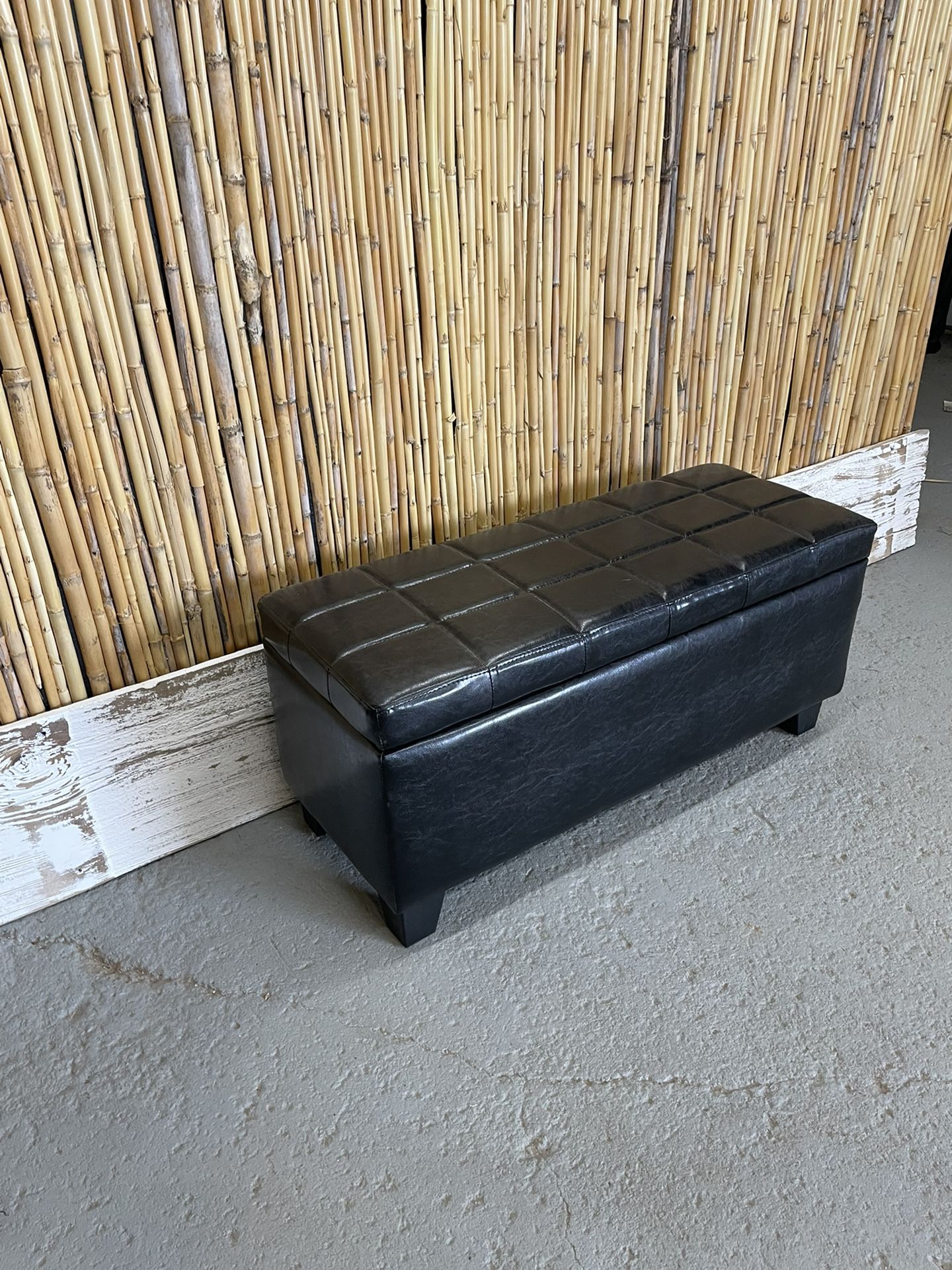 42” Black Leather Bed/Storage Bench 