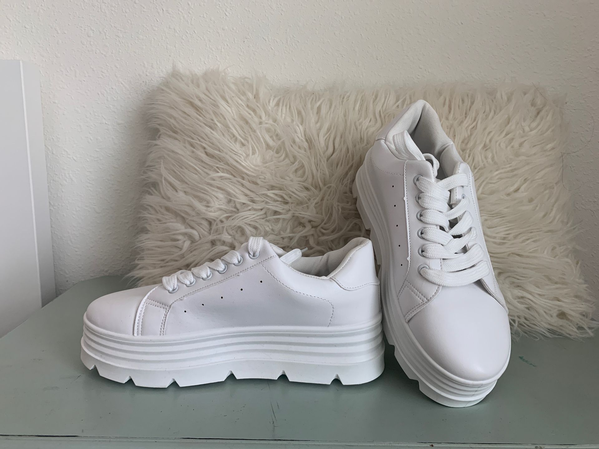 Nasty Gal White Platform Sneakers