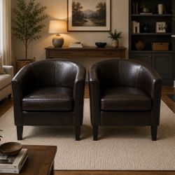 Faux Leather Club Chairs