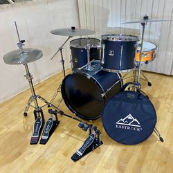  Yamaha Stage Custom Matte Black Complete Drum Set 22 14 16 14 DW500 2 leg Hihat & DW double Pedal New Quite Cymbals & Bag $675 Cash In Ontario 91762