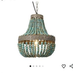 5449: Newrays Wood Bead Chandelier Pendant Lights Gray Blue Finishing Retro Vintage Antique Rustic Kitchen Ceiling Lamp Light Fixtures
