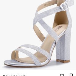 Silver Sparkly Heels Size 10