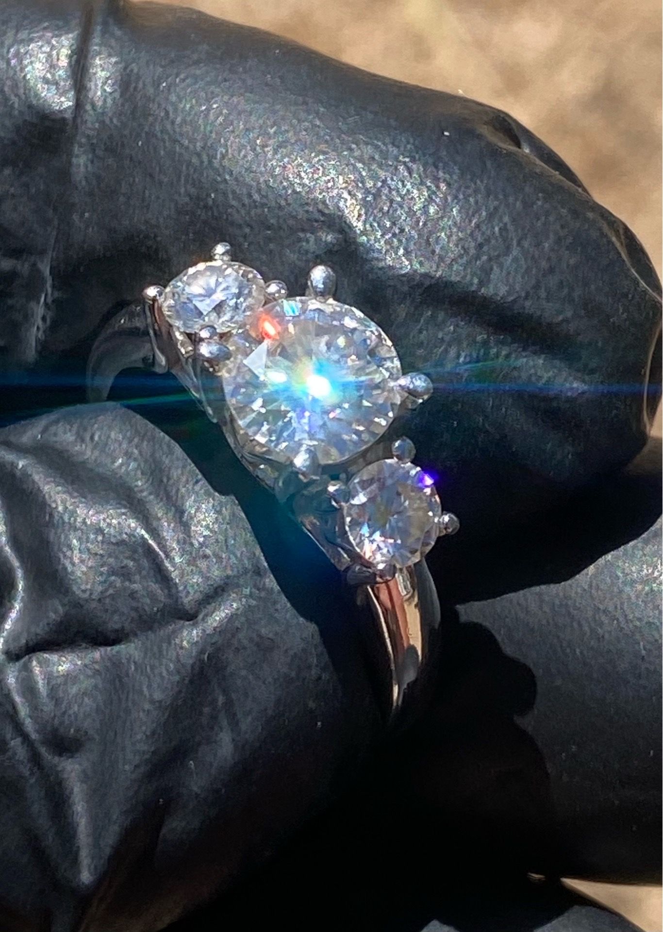 Elegant 3 Carat Total Weight Three-Lab Grown Stone Diamond Ring – 925 Sterling Silver
